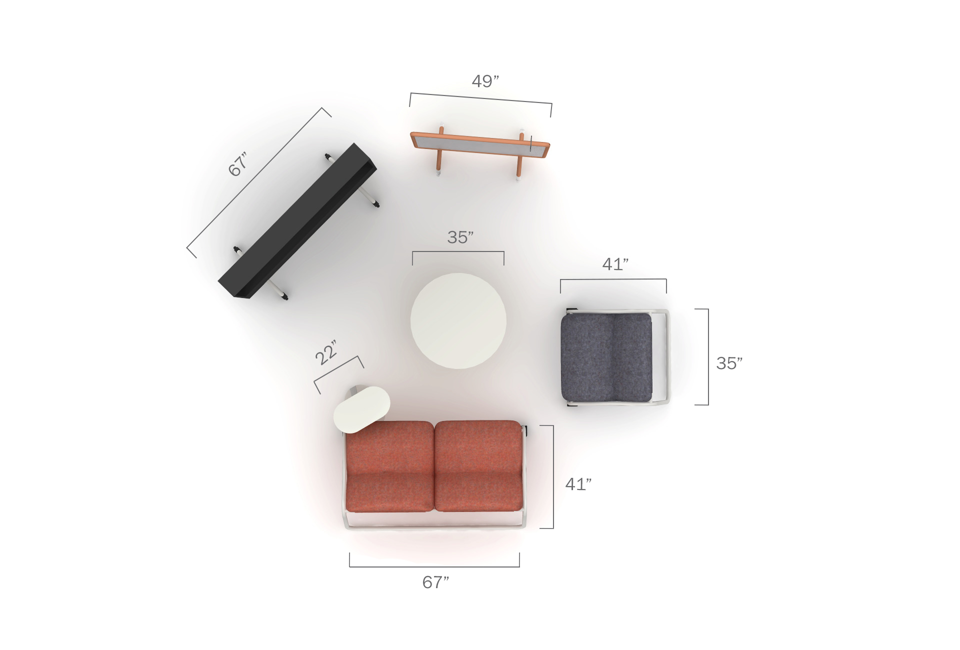 Allé Open Plan 01 - top view with dims
