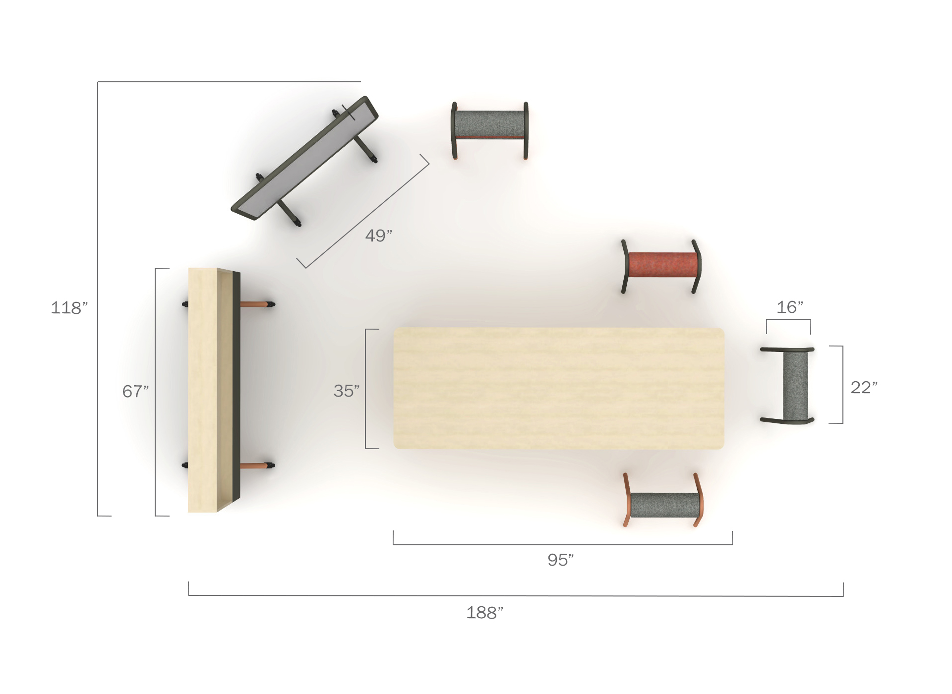 Allé Open Plan 02 top view with dims